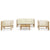 5 Piece Garden Lounge Set with Cream White Cushions Bamboo