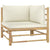 8 Piece Garden Lounge Set with Cream White Cushions Bamboo