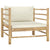 8 Piece Garden Lounge Set with Cream White Cushions Bamboo