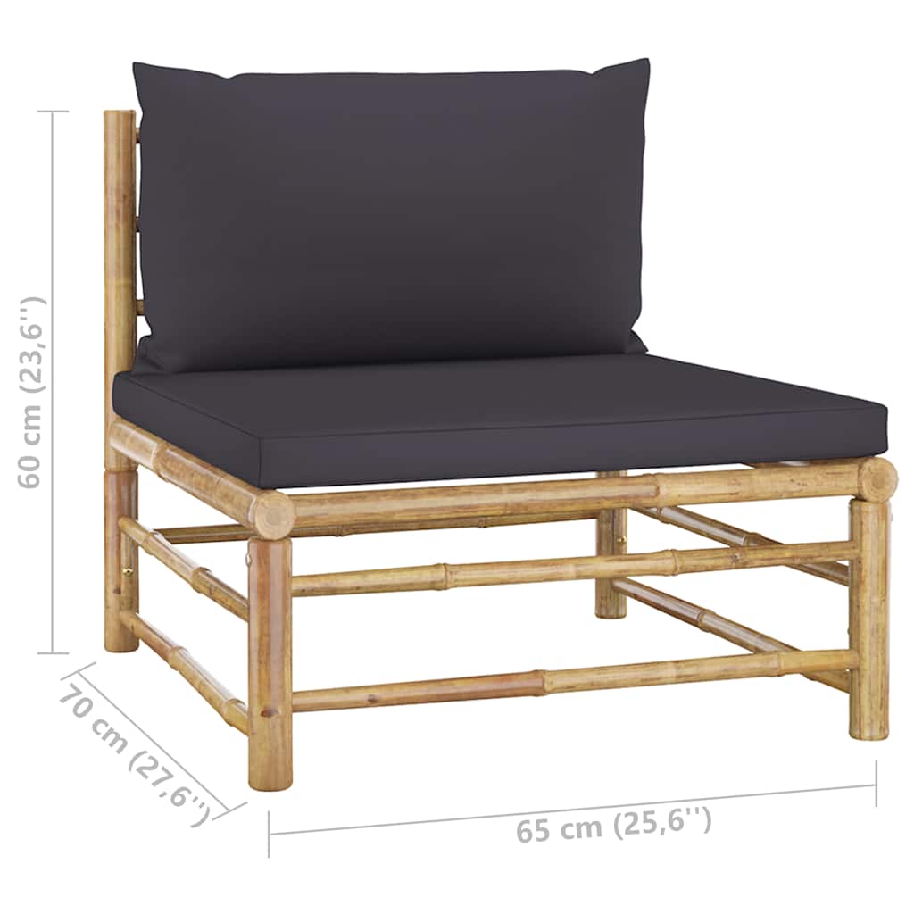 11 Piece Garden Lounge Set with Dark Grey Cushions Bamboo