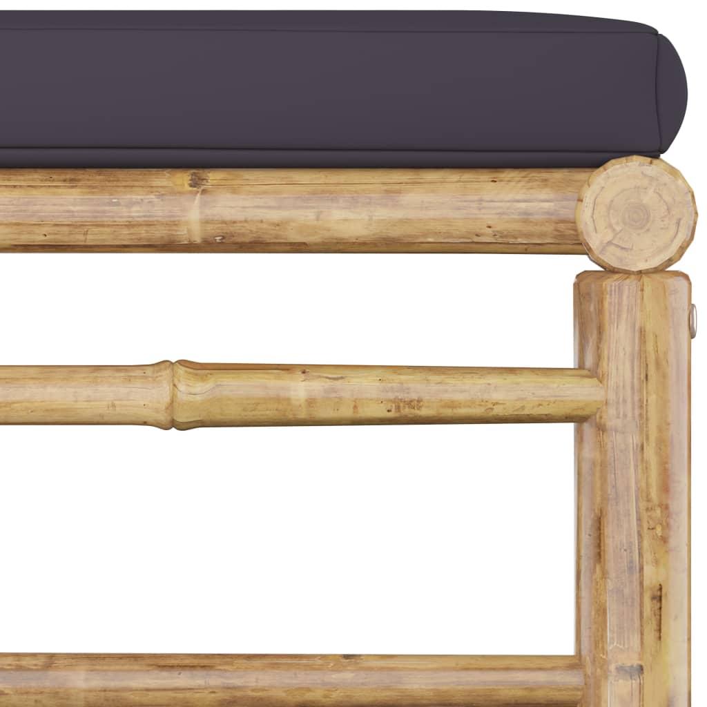 7 Piece Garden Lounge Set with Dark Grey Cushions Bamboo