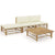 4 Piece Garden Lounge Set with Cream White Cushions Bamboo