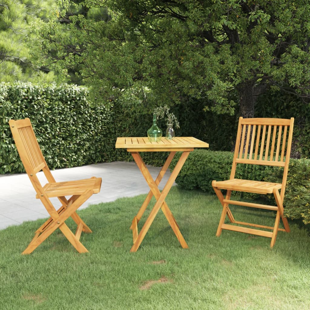 3 Piece Folding Garden Dining Set Solid Acacia Wood