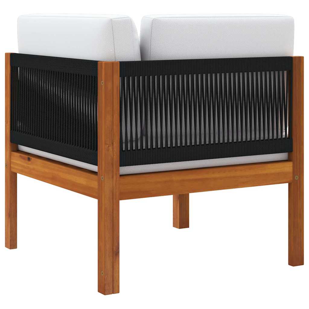 2 Piece Garden Lounge Set with Cushions Wood Acacia&Rope