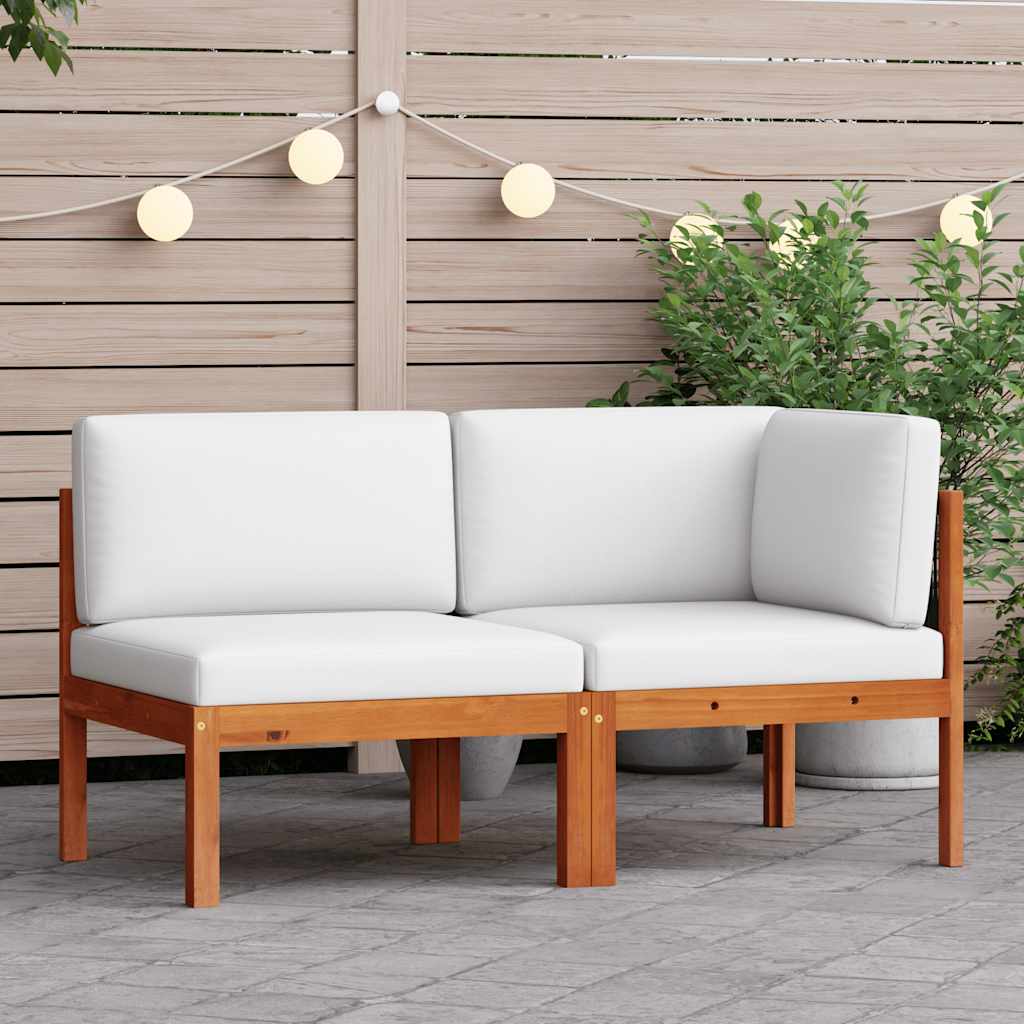 2 Piece Garden Lounge Set with Cushions Wood Acacia&Rope
