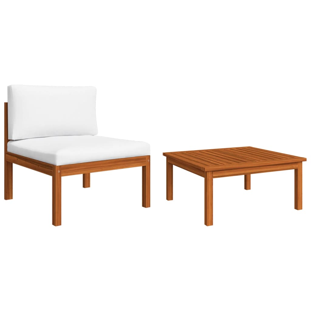2 Piece Garden Lounge Set with Cushions Wood Acacia&Rope