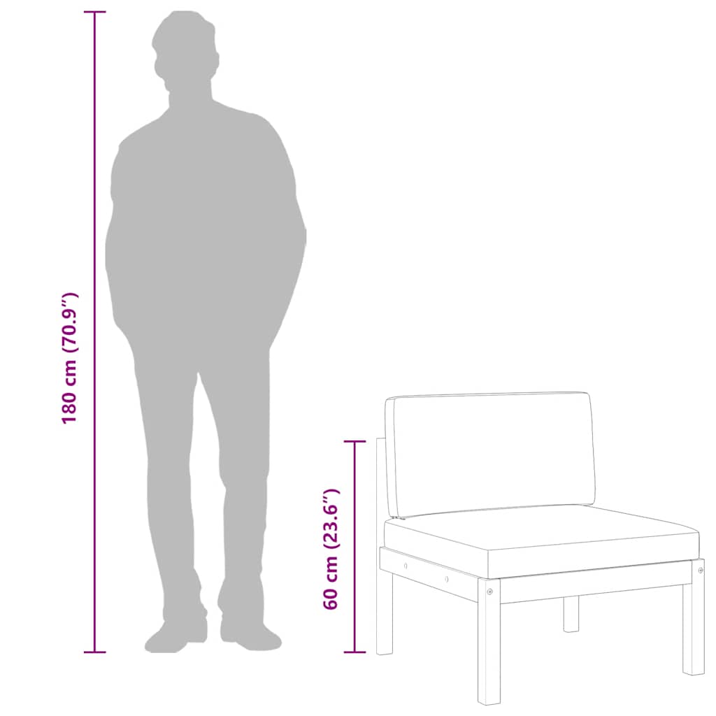 Garden Middle Sofa with Cushions Wood Acacia&Rope