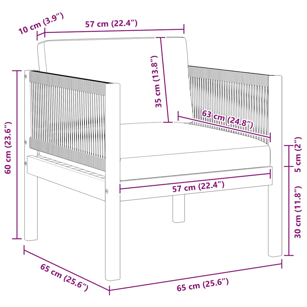 Garden Chair with cushion Solid Acacia Wood