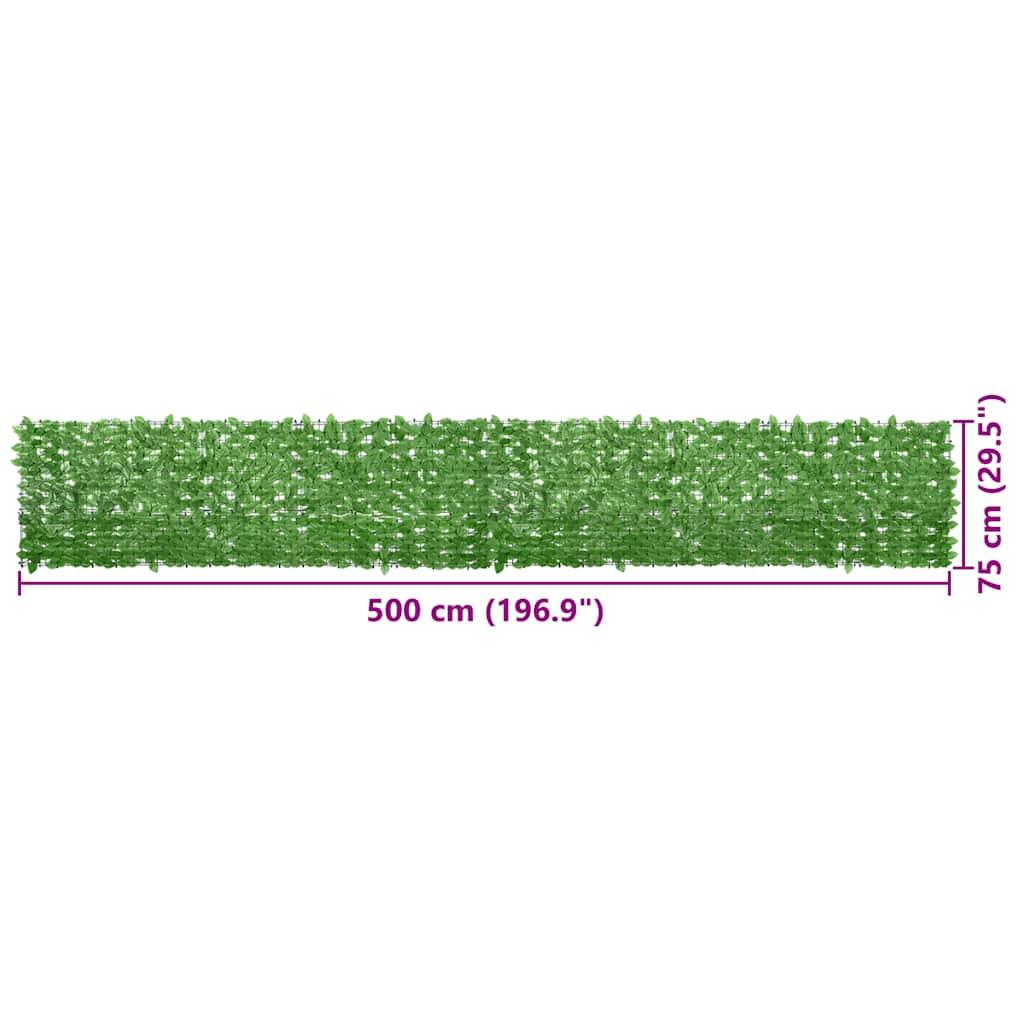 Balcony Screen with Green Leaves 500x75 cm