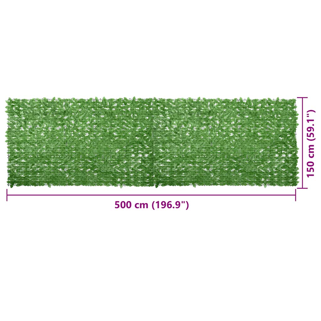 Balcony Screen with Green Leaves 500x150 cm