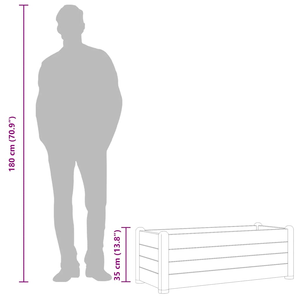 Garden Raised Bed PP Anthracite 100x43x35 cm