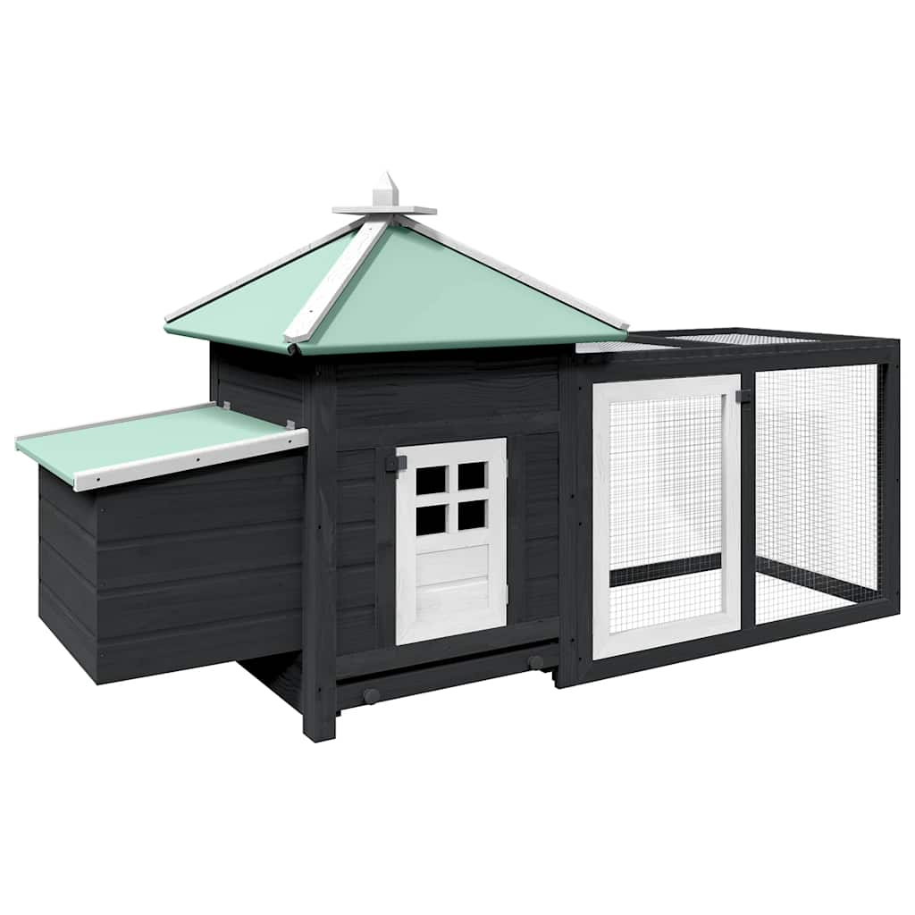 Chicken Coop with Nest Box Grey 190x72x102 cm Solid Firwood