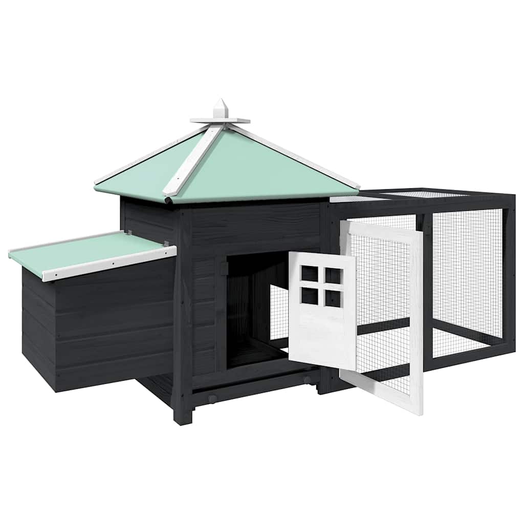 Chicken Coop with Nest Box Grey 190x72x102 cm Solid Firwood