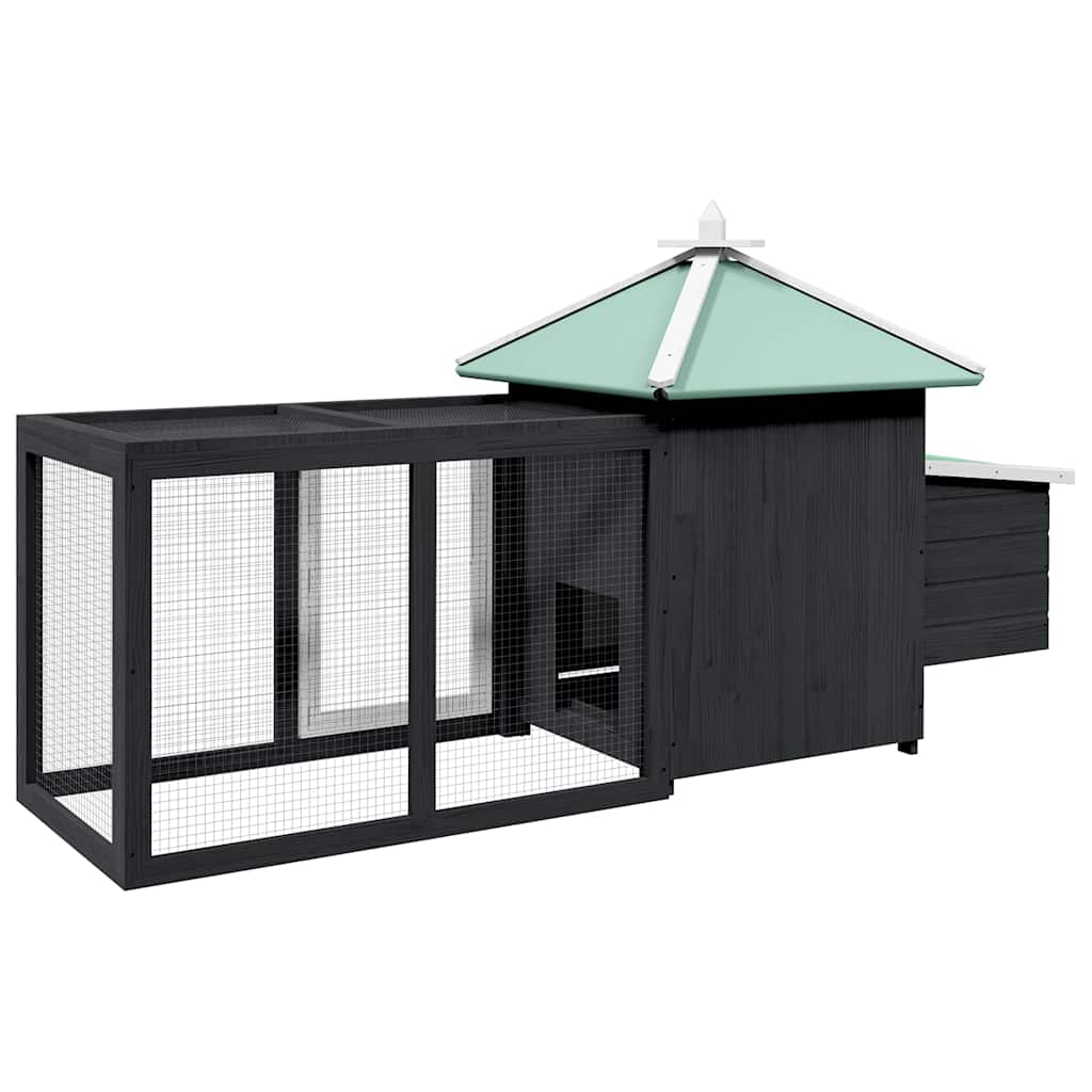 Chicken Coop with Nest Box Grey 190x72x102 cm Solid Firwood