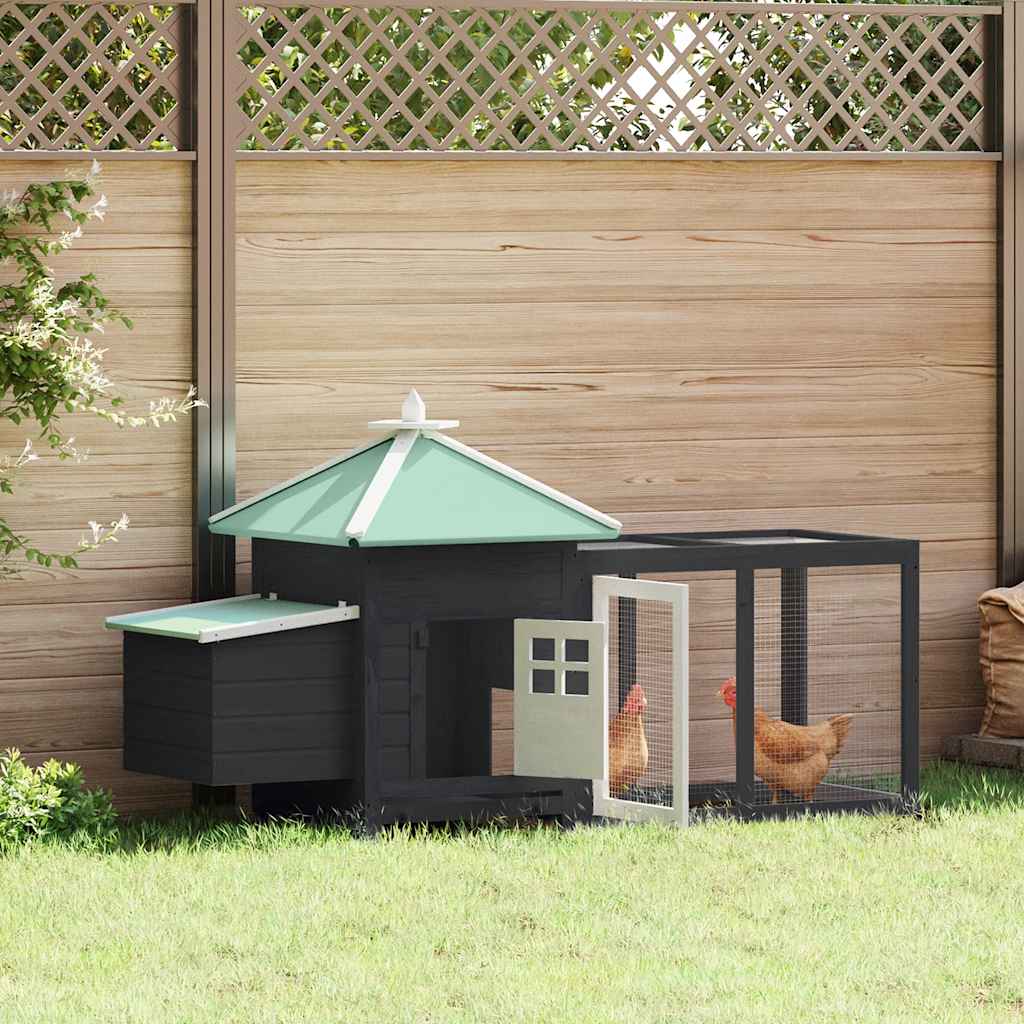 Chicken Coop with Nest Box Grey 190x72x102 cm Solid Firwood