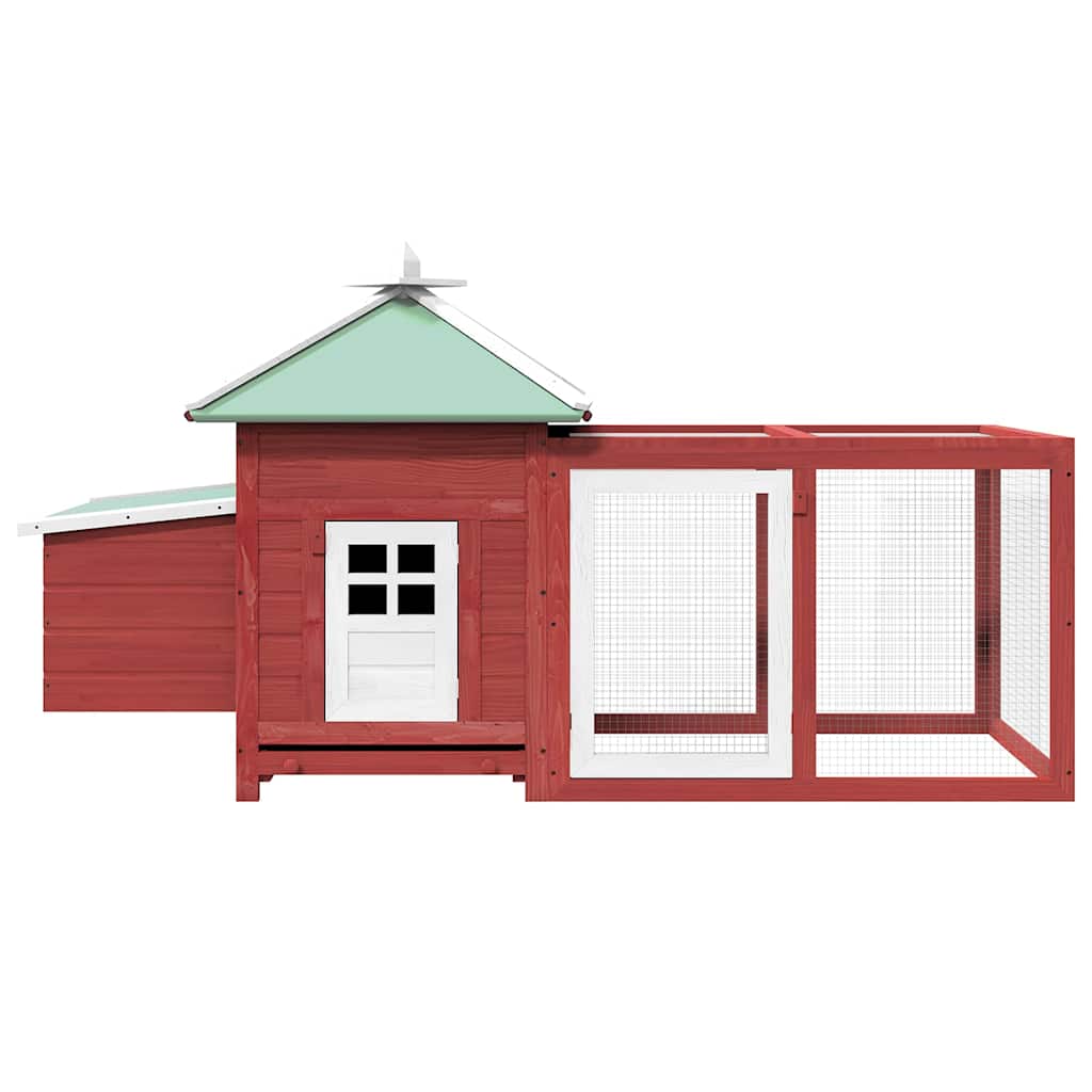 Chicken Coop with Nest Box Red 190x72x102 cm Solid Firwood