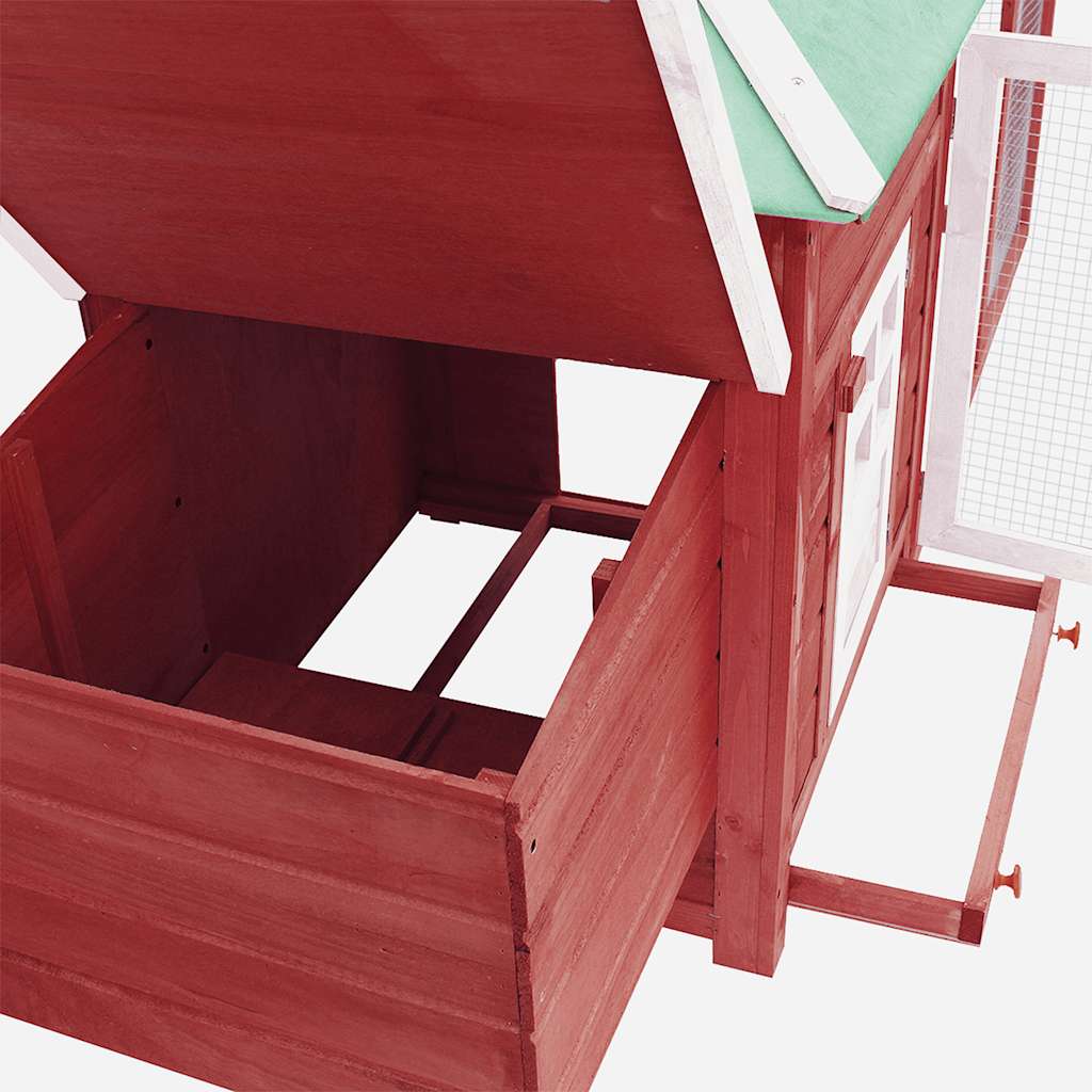Chicken Coop with Nest Box Red 190x72x102 cm Solid Firwood