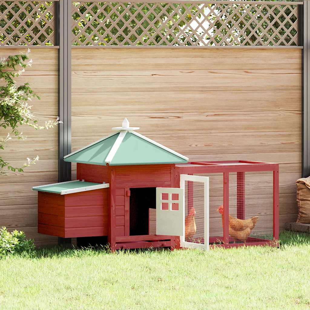 Chicken Coop with Nest Box Red 190x72x102 cm Solid Firwood