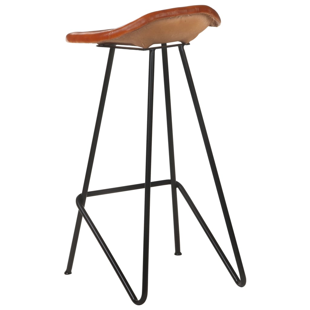 Bar Stools 4 pcs Brown Real Leather