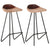 Bar Stools 2 pcs Brown Real Leather