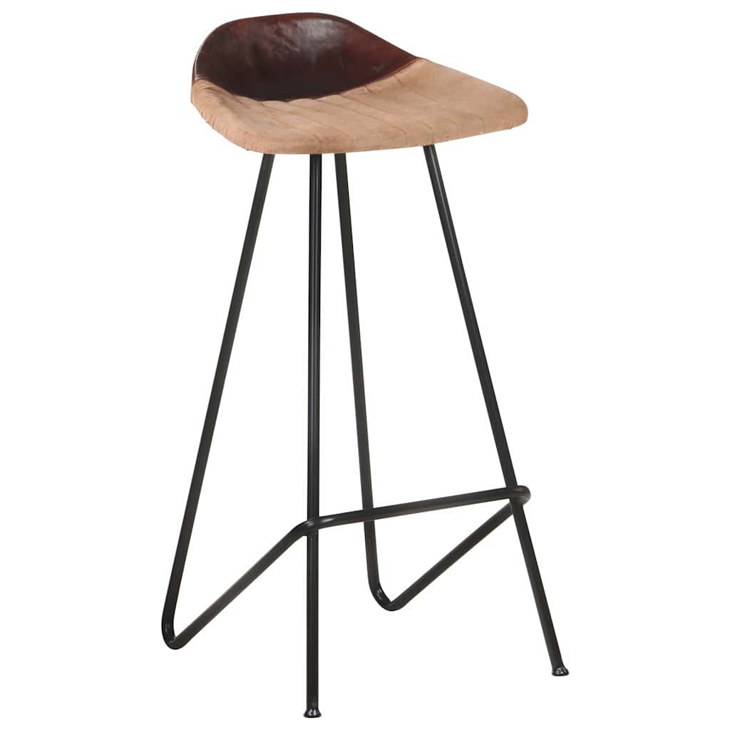 Bar Stools 4 pcs Brown Real Leather