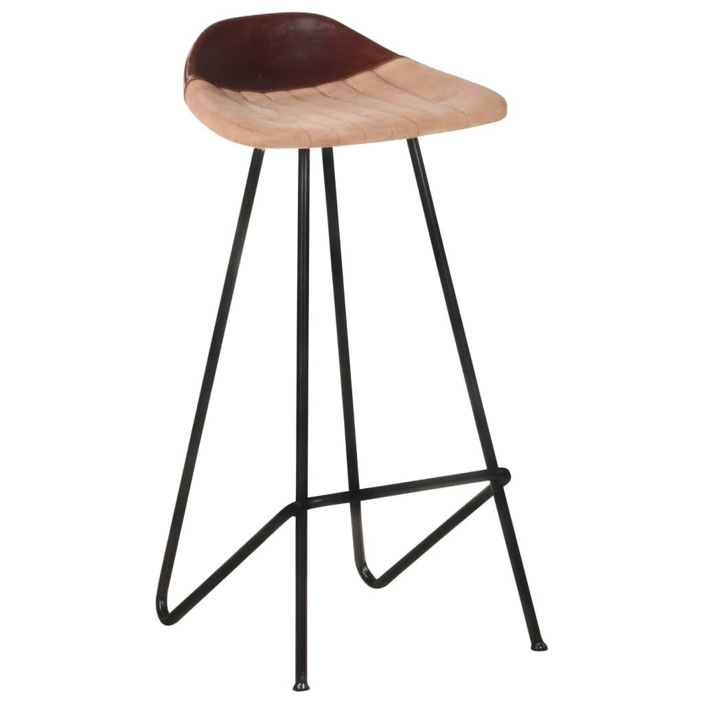 Bar Stools 4 pcs Brown Real Leather