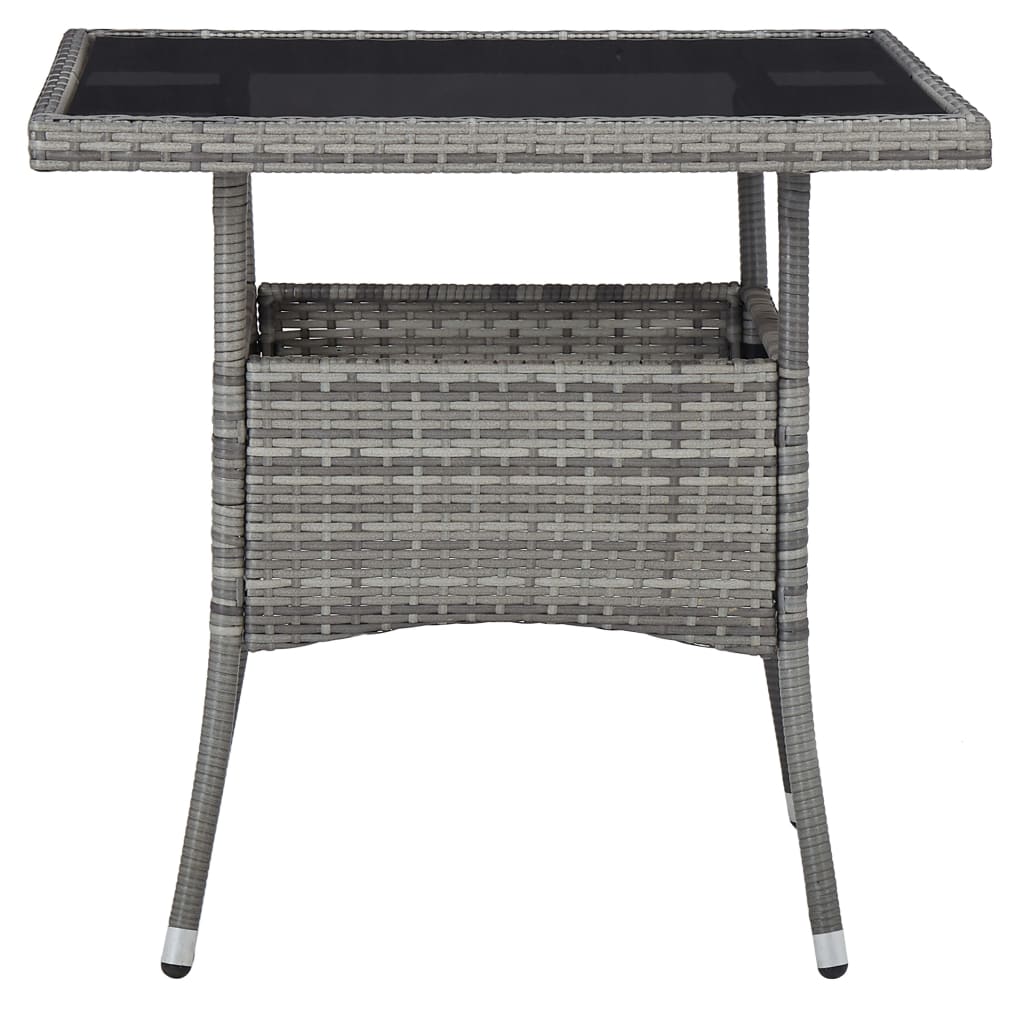 3 Piece Garden Dining Set Grey Poly Rattan and Acacia Wood