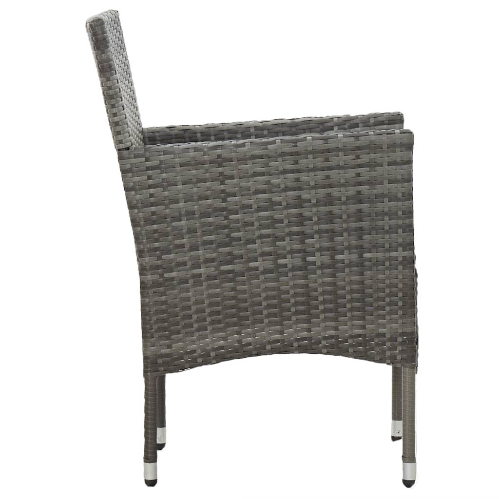 5 Piece Garden Dining Set Grey Poly Rattan and Acacia Wood