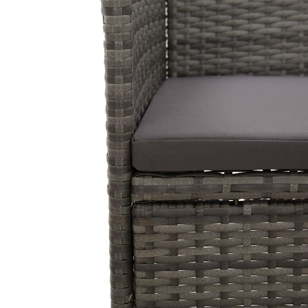 5 Piece Garden Dining Set Grey Poly Rattan and Acacia Wood