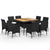 9 Piece Garden Dining Set Poly Rattan and Acacia Wood Black