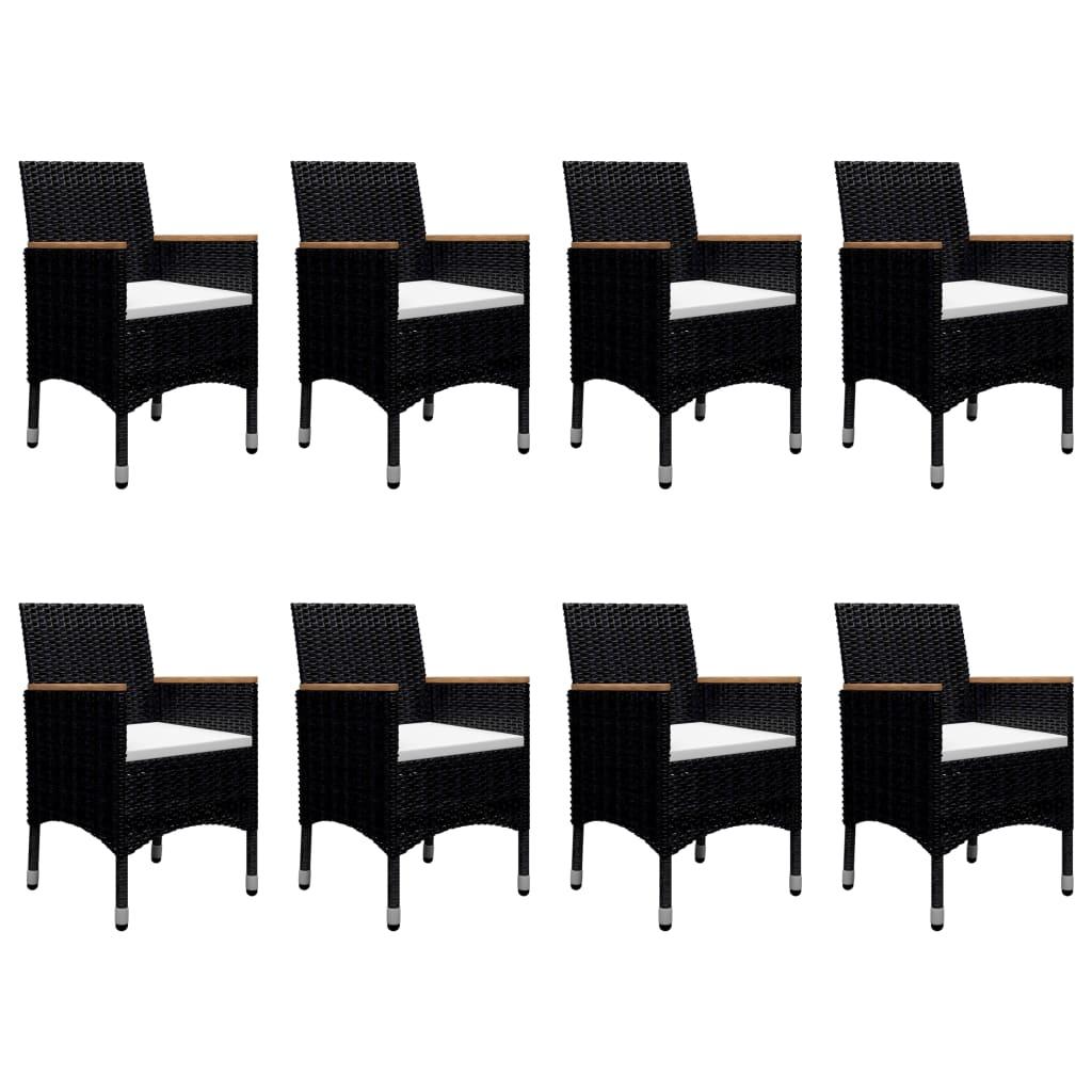 9 Piece Garden Dining Set Poly Rattan and Acacia Wood Black