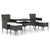 5 Piece Garden Dining Set Poly Rattan and Tempered Glass Black