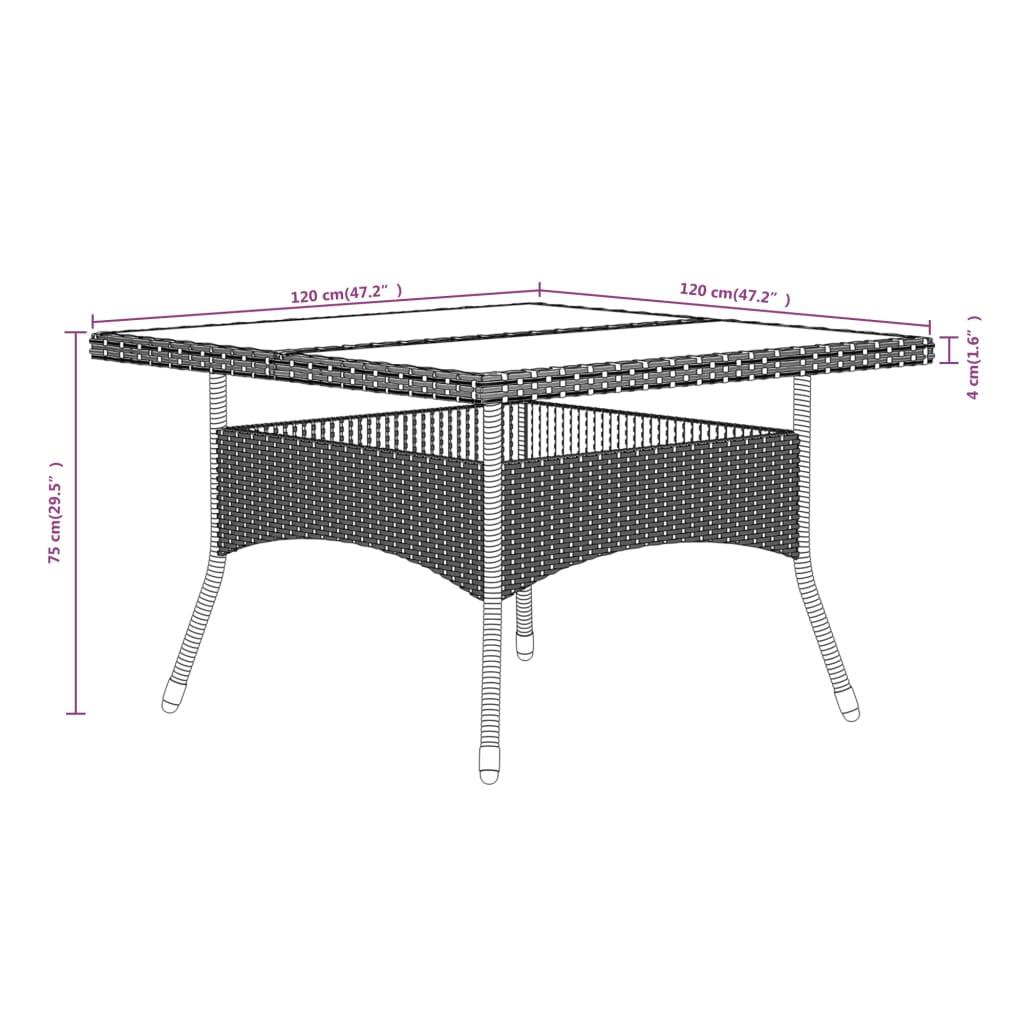 5 Piece Garden Dining Set Poly Rattan and Tempered Glass Black