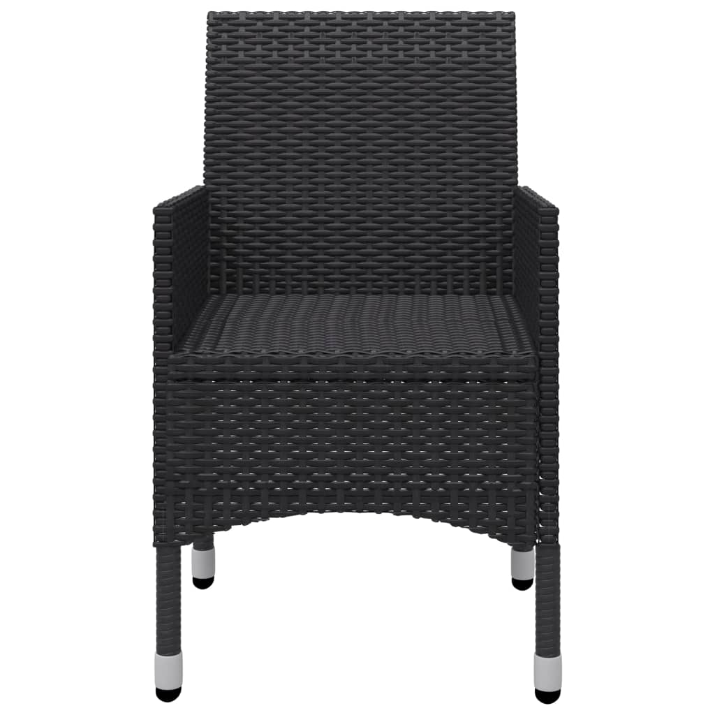 3 Piece Garden Bistro Set Poly Rattan and Tempered Glass Black