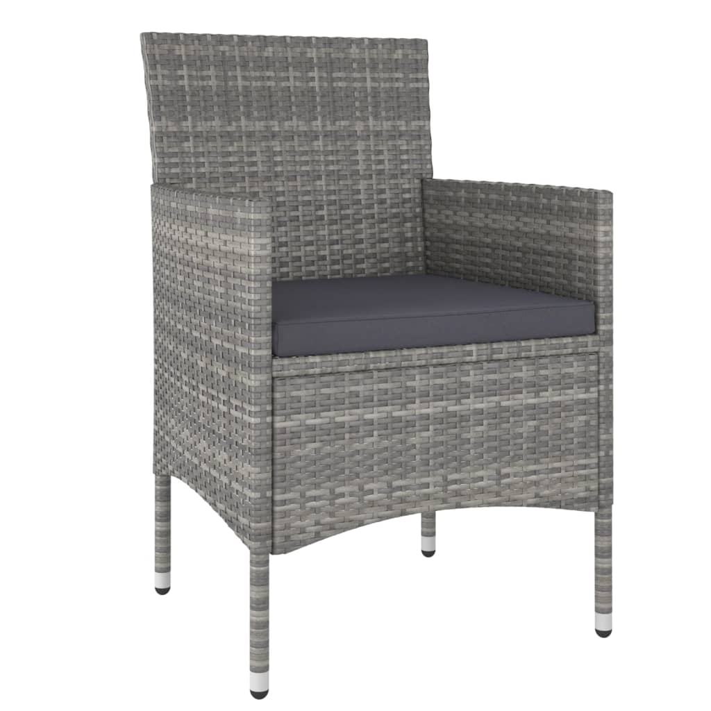 3 Piece Garden Dining Set Poly Rattan & Solid Acacia Wood Grey