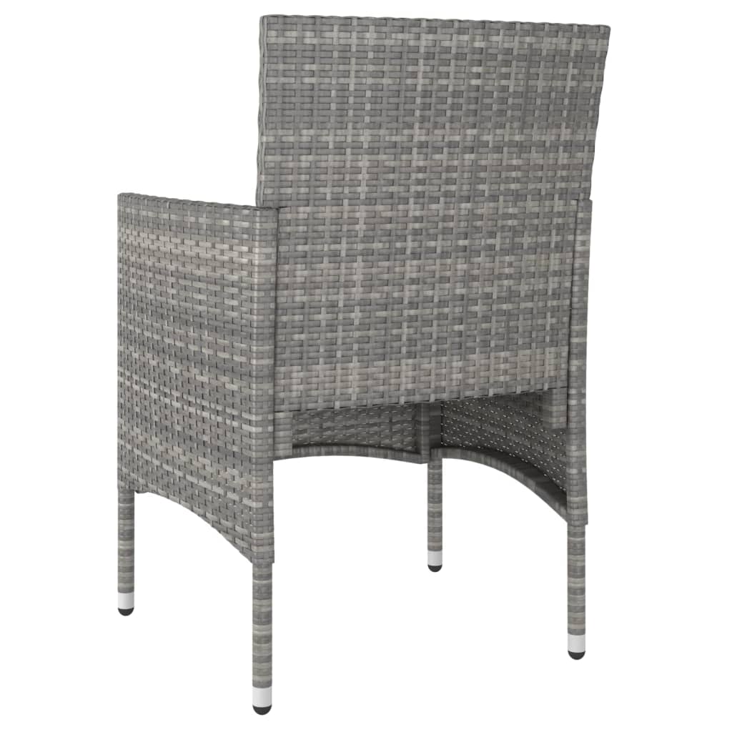 3 Piece Garden Dining Set Poly Rattan & Solid Acacia Wood Grey