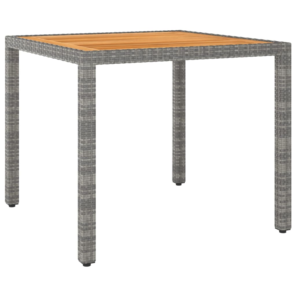 3 Piece Garden Dining Set Poly Rattan & Solid Acacia Wood Grey