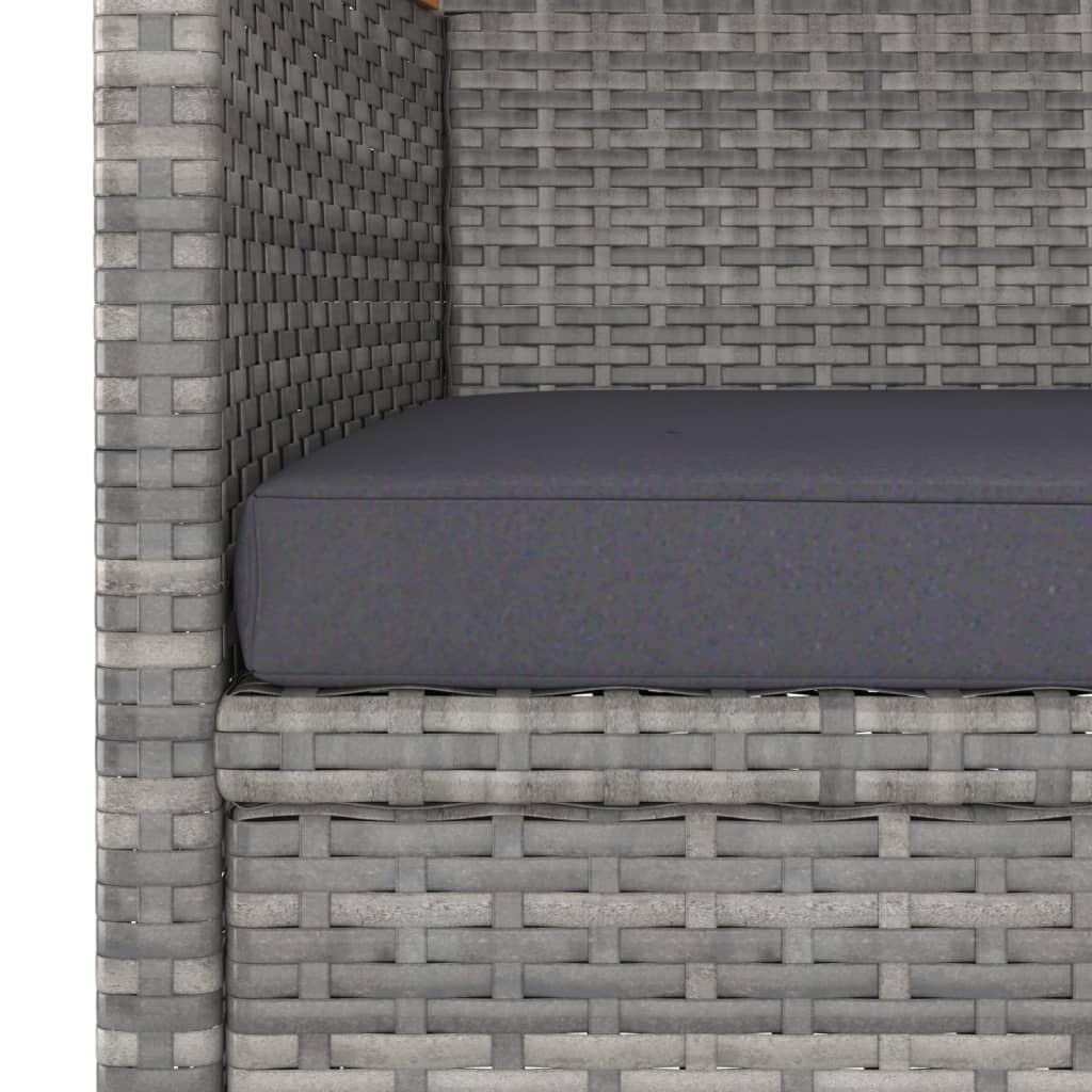 3 Piece Garden Dining Set Poly Rattan and Tempered Glass Grey