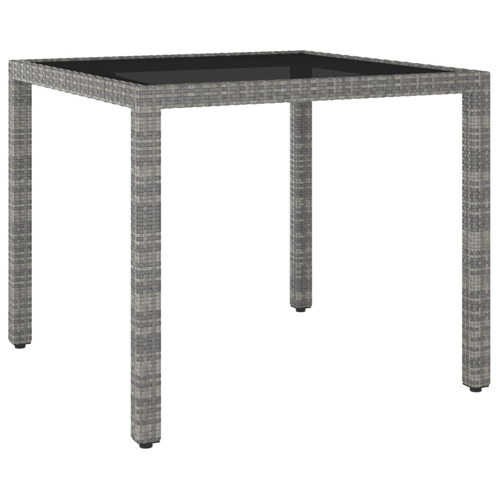 3 Piece Garden Dining Set Poly Rattan and Tempered Glass Grey