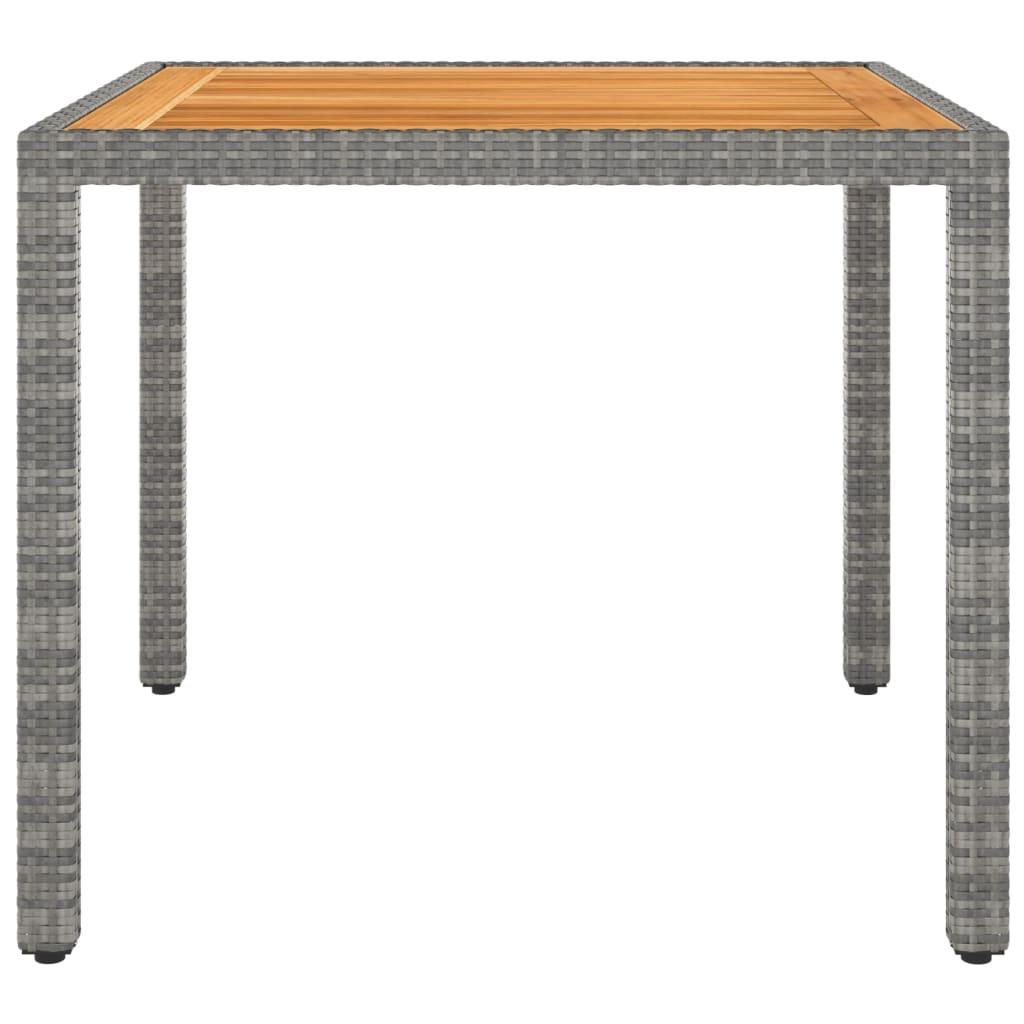 3 Piece Garden Dining Set Poly Rattan & Solid Acacia Wood Grey