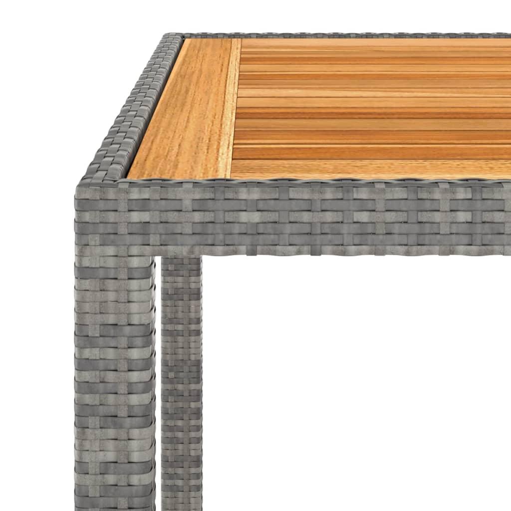 3 Piece Garden Dining Set Poly Rattan & Solid Acacia Wood Grey