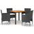 5 Piece Garden Dining Set Poly Rattan & Solid Acacia Wood Black