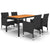 5 Piece Garden Dining Set Poly Rattan Black
