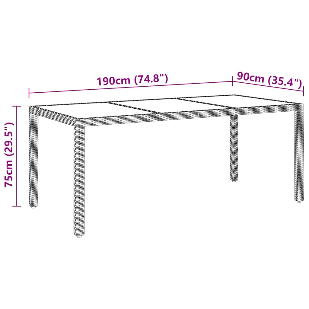 7 Piece Garden Dining Set Poly Rattan and Tempered Glass Beige