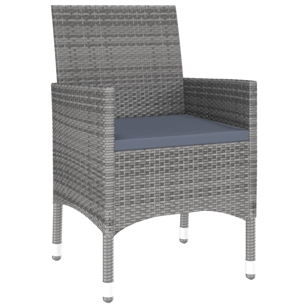 7 Piece Garden Dining Set Poly Rattan Grey