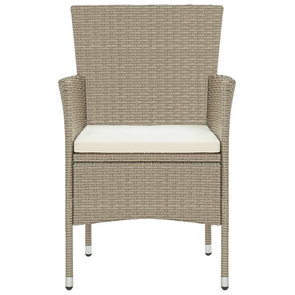 3 Piece Garden Dining Set Poly Rattan Beige