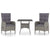 3 Piece Garden Dining Set Poly Rattan and Glass Grey