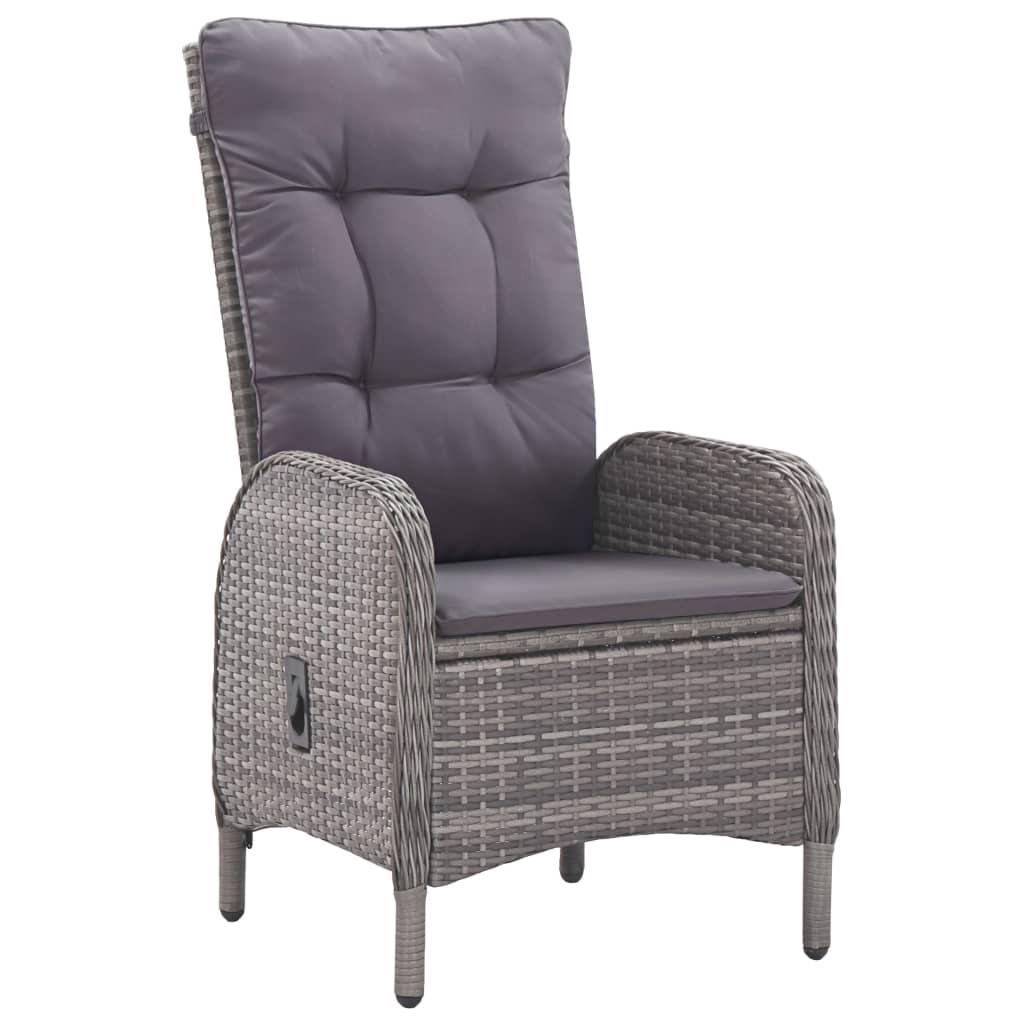 3 Piece Garden Dining Set Poly Rattan and Acacia Wood Grey
