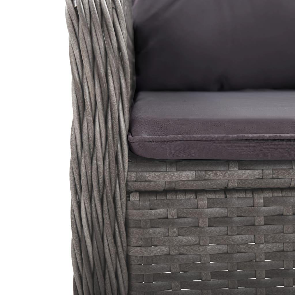 3 Piece Garden Dining Set Poly Rattan and Acacia Wood Grey