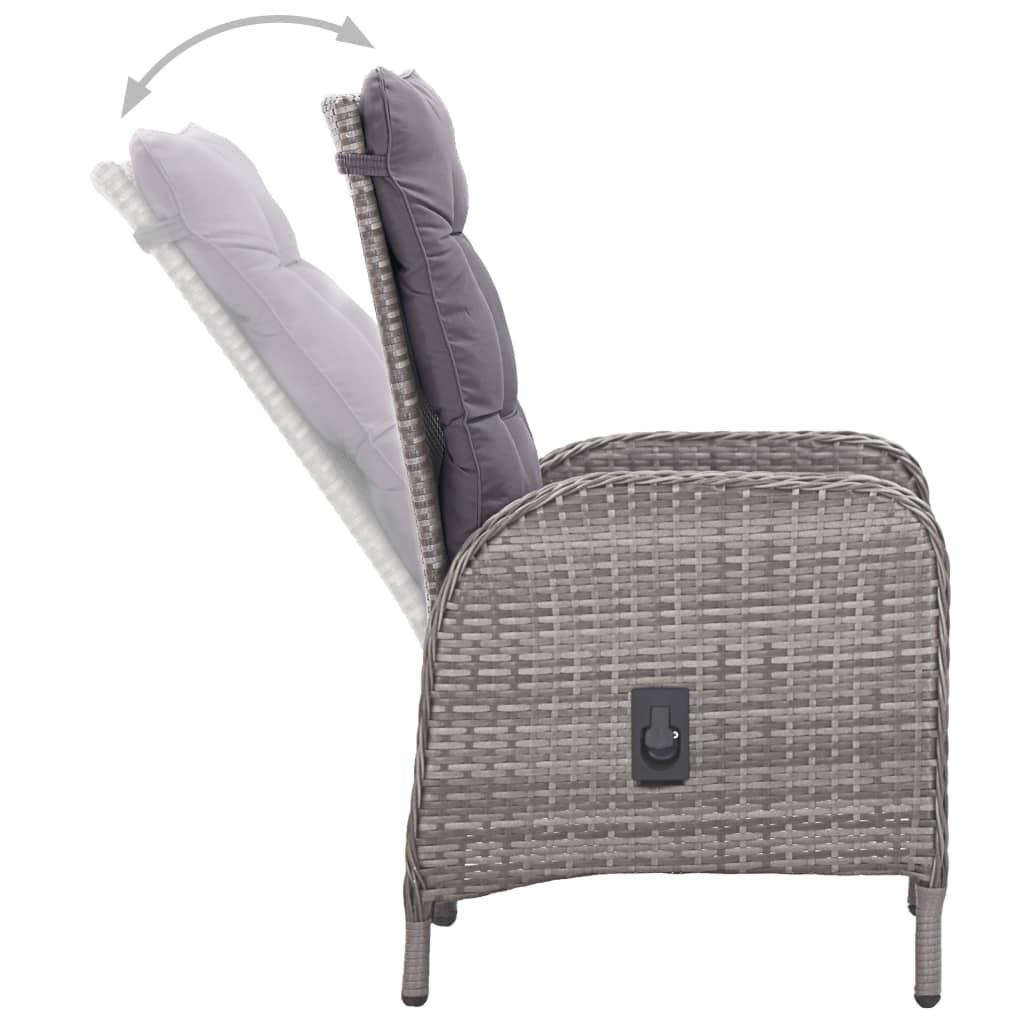 5 Piece Garden Dining Set Poly Rattan and Glass Grey